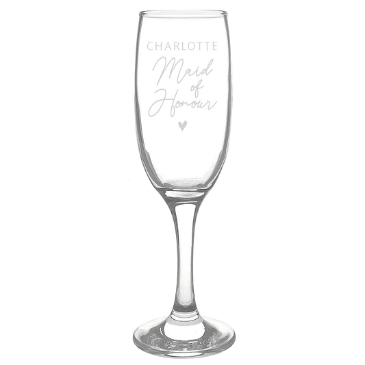 Personalised Flute Glass - Maid Of Honour - Violet Belle Gifts - Personalised Flute Glass - Maid Of Honour