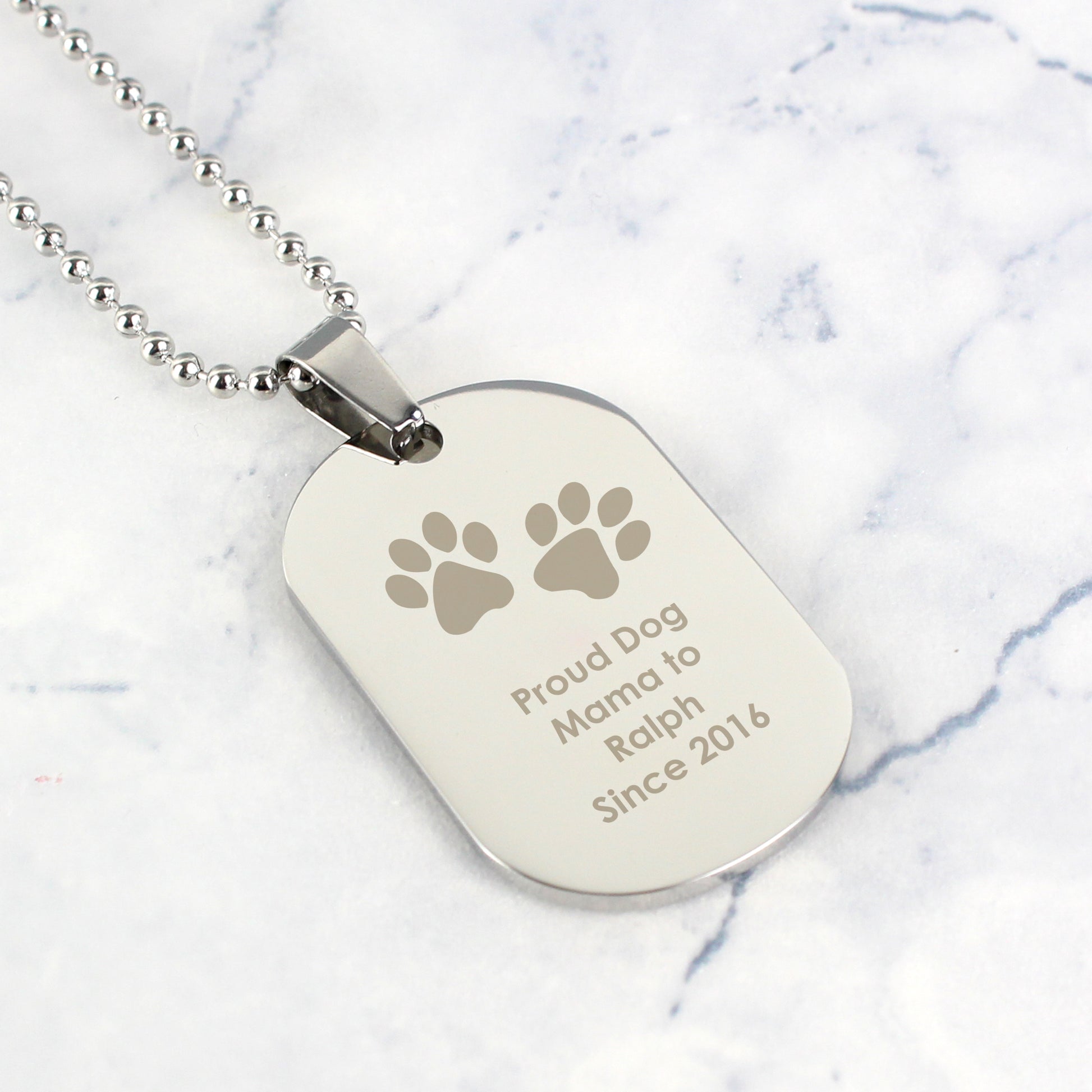 Personalised Paw Prints Dog Tag Necklace - Violet Belle Gifts - Personalised Paws Dog Tag Necklace