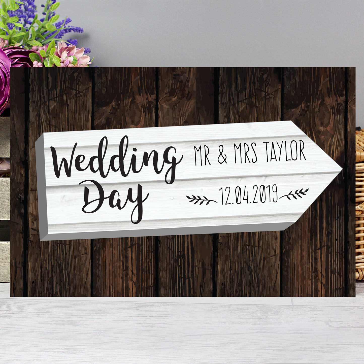 Personalised Metal Wedding Arrow Sign - Violet Belle Gifts - Personalised Metal Wedding Arrow Sign