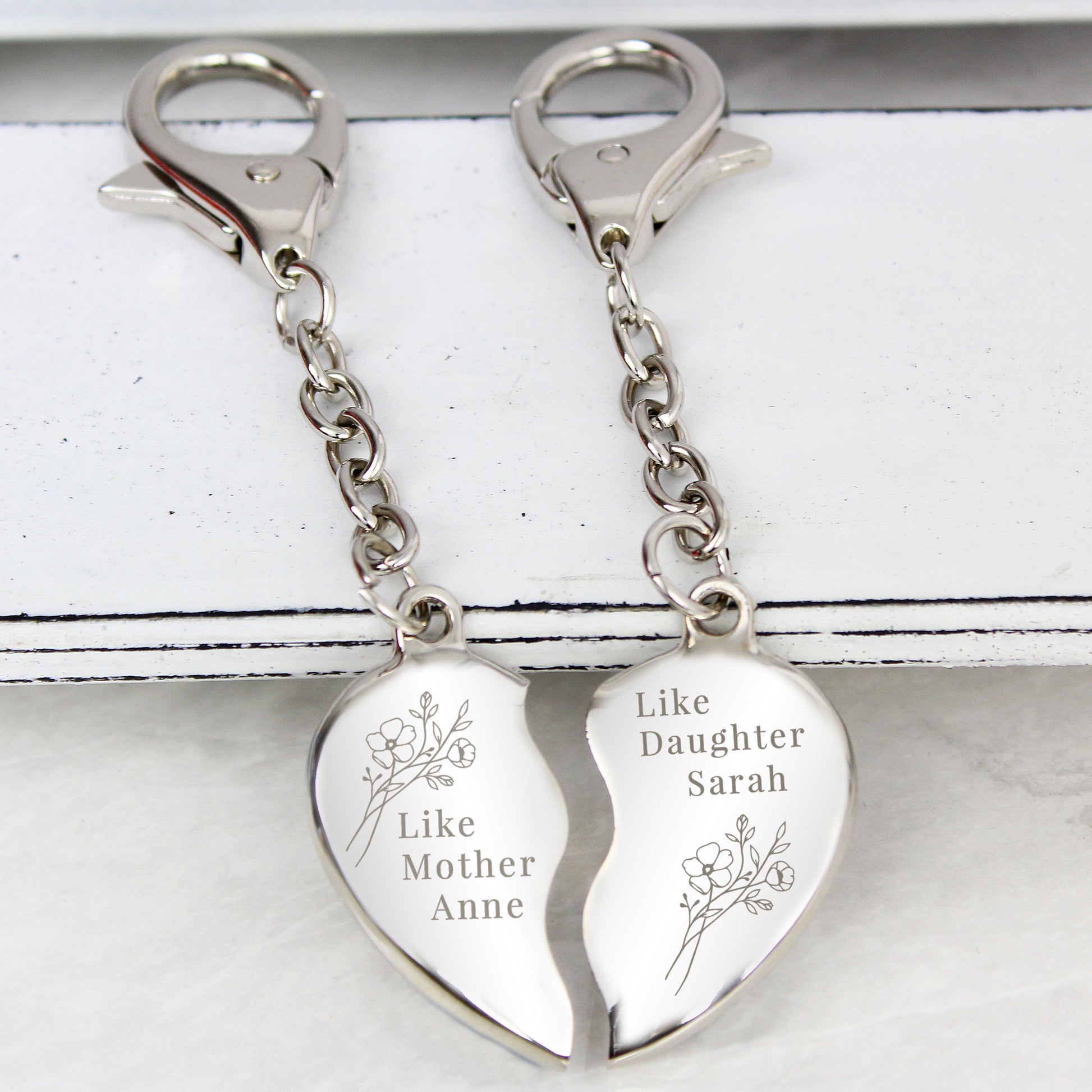 Personalised “Like Mother, Like Daughter” Keyring Set - Violet Belle Gifts - Personalised Mother & Daughter Keychain Set