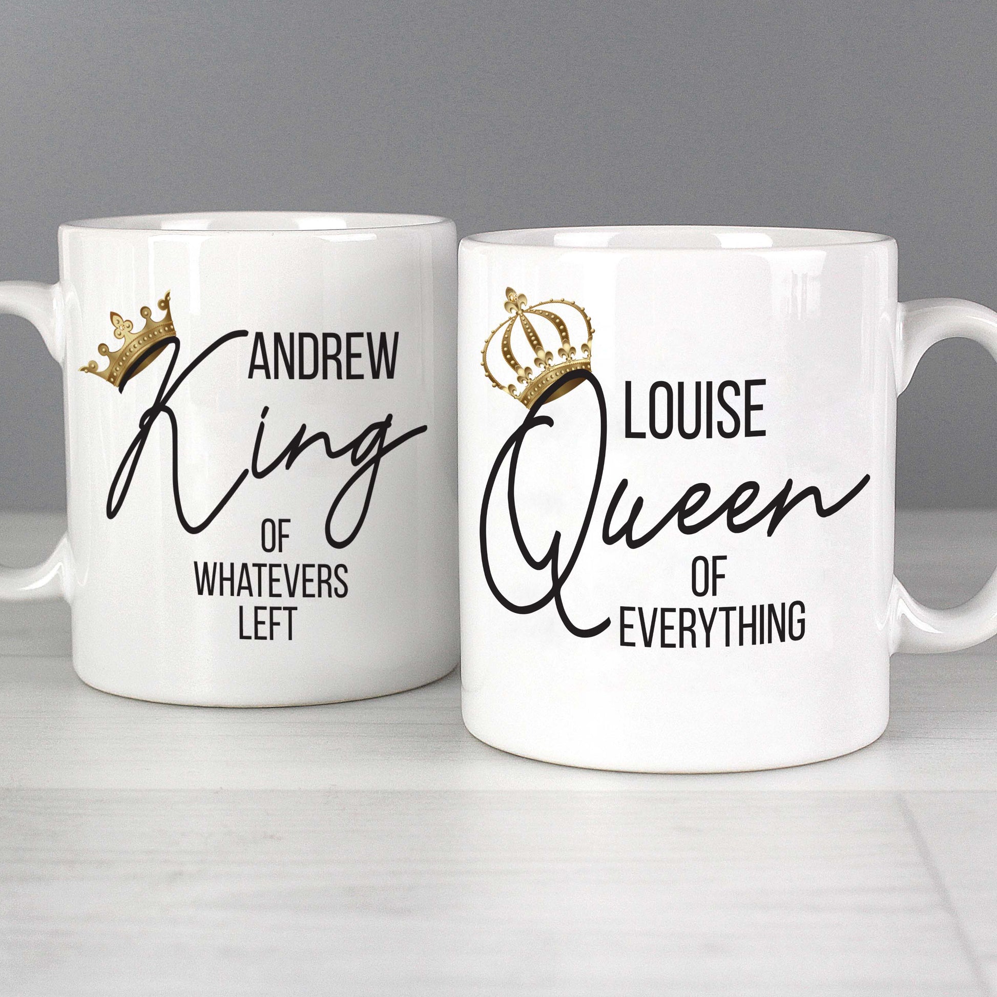 King & Queen Personalised Mug Set - Violet Belle Gifts - Personalised Novelty Mug Set Mr & Mrs
