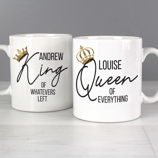 King & Queen Personalised Mug Set - Violet Belle Gifts - Personalised Novelty Mug Set Mr & Mrs