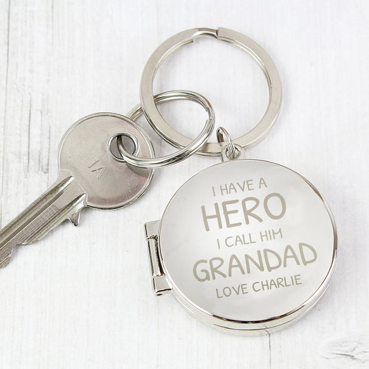 Personalised “I Have A Hero” Photo Locket Keyring - Violet Belle Gifts - Personalised “I Have A Hero” Photo Locket Keyring