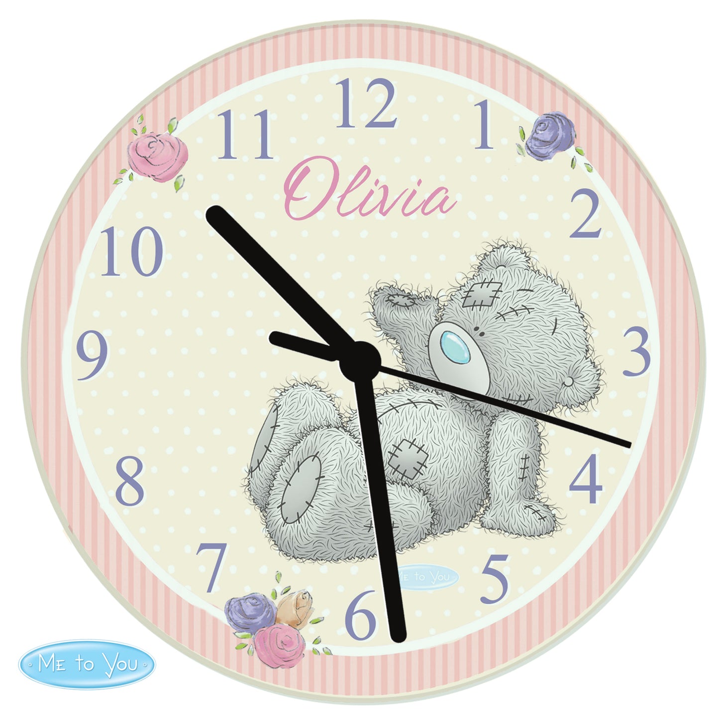 Personalised Me To You Glass Wall Clock - Violet Belle Gifts - Personalised Me To You Glass Wall Clock