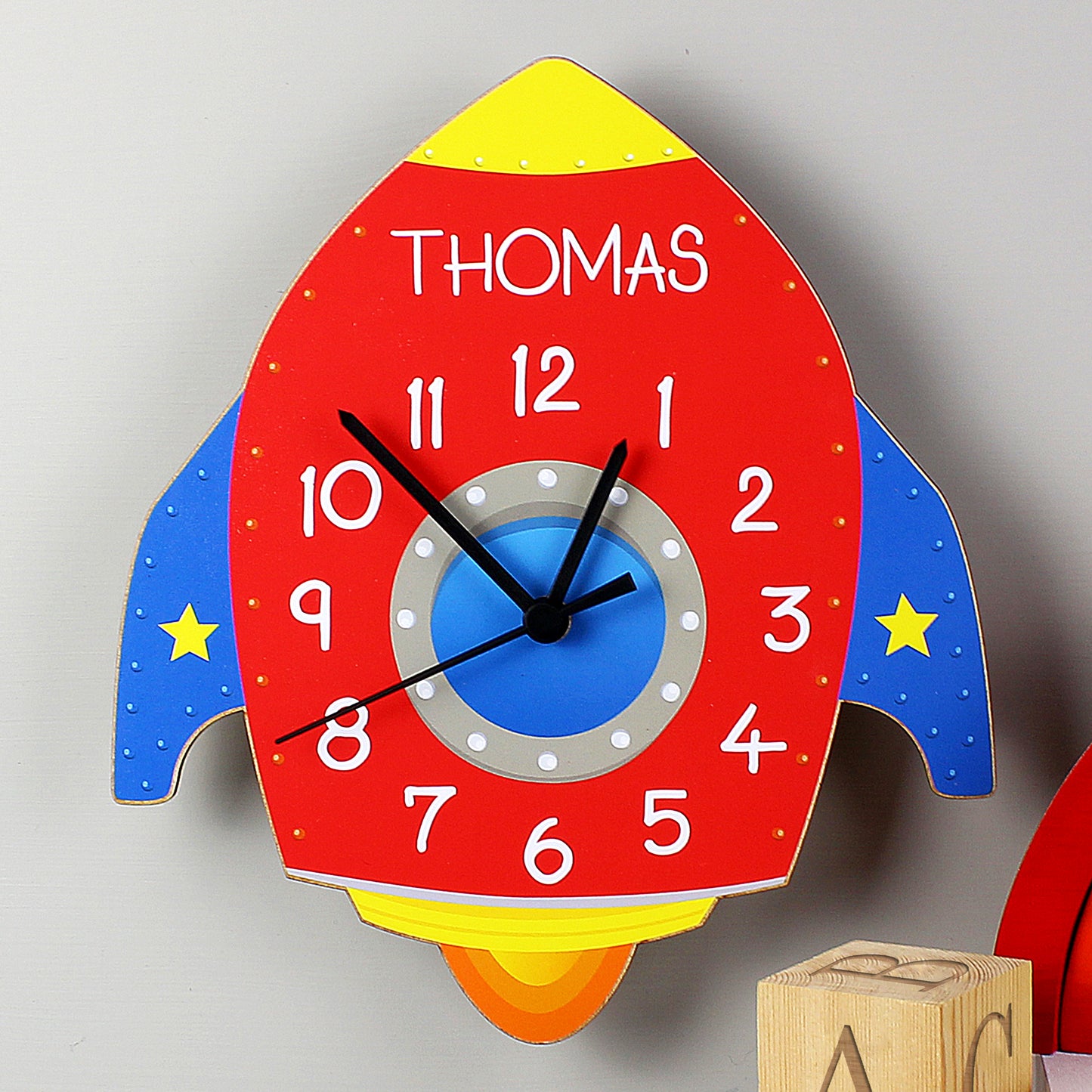 Personalised Space Rocket Clock - Violet Belle Gifts - Personalised Rocket Clock