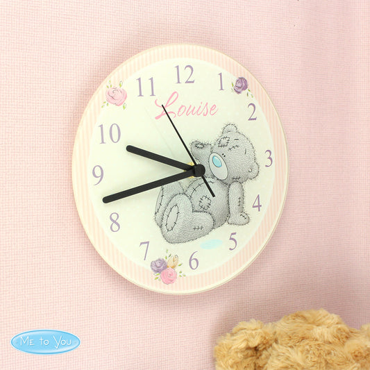 Personalised Me To You Glass Wall Clock - Violet Belle Gifts - Personalised Me To You Glass Wall Clock