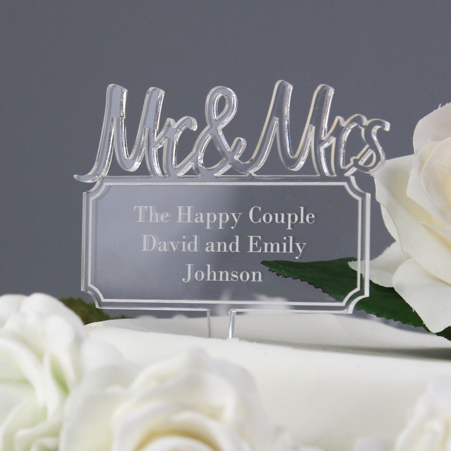 Personalised Acrylic Mr & Mrs Cake Topper - Violet Belle Gifts - Personalised Acrylic Mr & Mrs Cake Topper