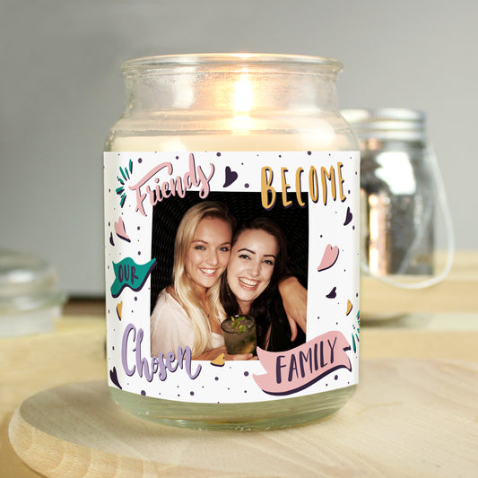 Personalised French Vanilla Jar Candle - “Friends Become Chosen Family” - UPLOAD YOUR OWN PHOTO! - Violet Belle Gifts - Personalised French Vanilla Jar Candle - “Friends Become Chosen Family” - UPLOAD YOUR OWN PHOTO!