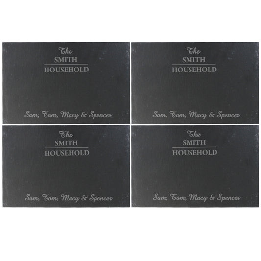 Personalised Family Slate Placement 4 Pack - Violet Belle Gifts - Personalised Slate Table Placements Set