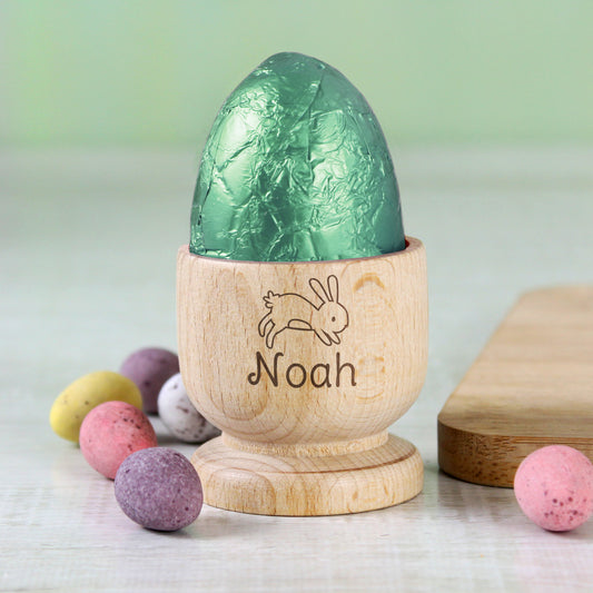 Personalised Wooden Egg Cup - Ideal Gift For Easter - Violet Belle Gifts - Personalised Wooden Easter Themed Egg Cup