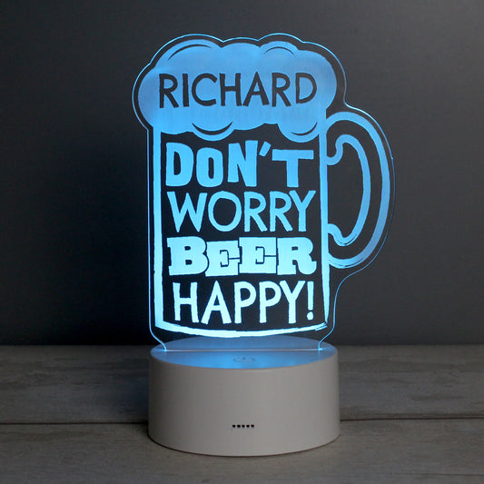 Personalised “Beer Happy” Colour Changing LED Novelty Light - Violet Belle Gifts - Personalised “Beer Happy” Colour Changing LED Novelty Light