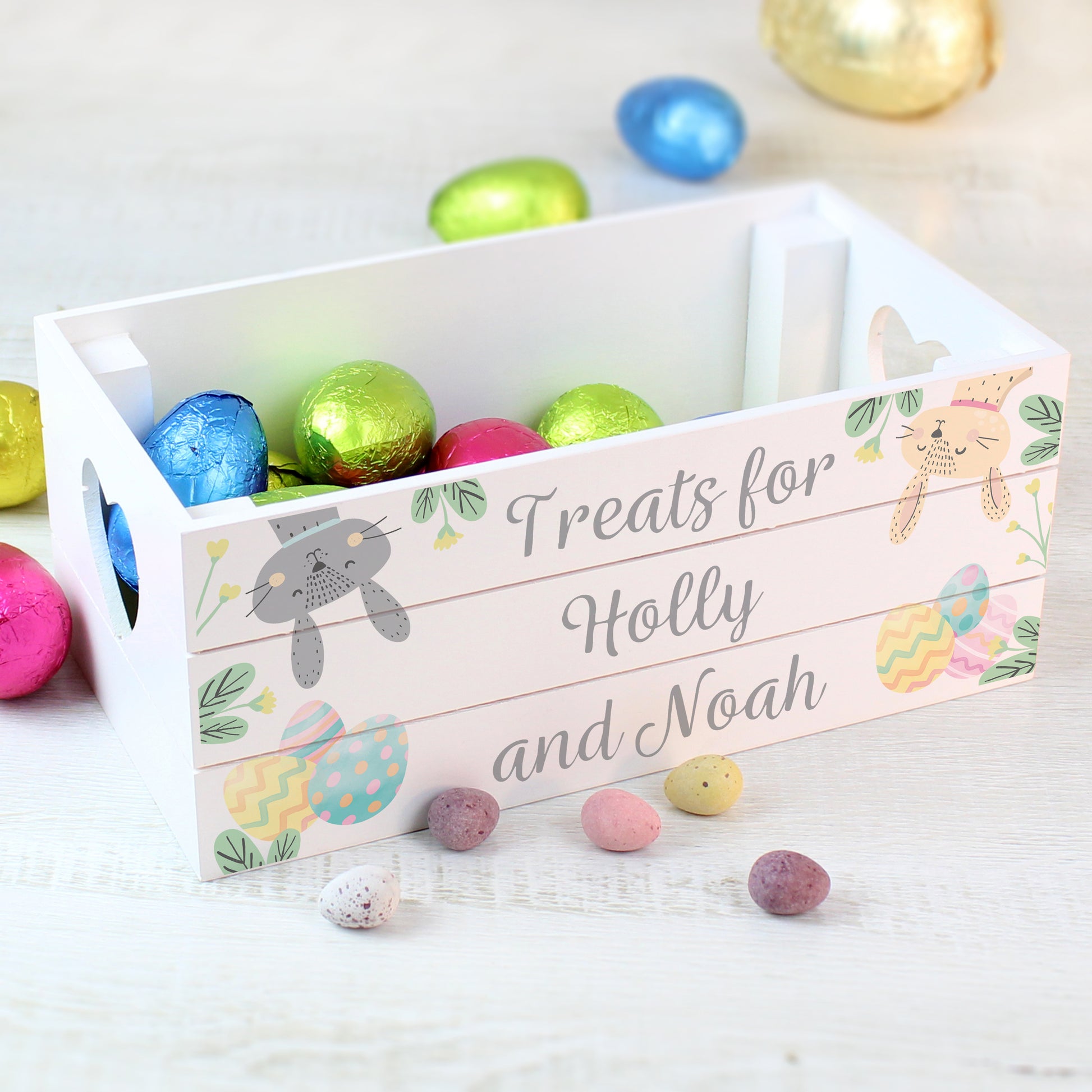 Personalised Wooden Easter Crate - Violet Belle Gifts - Easter personalised wooden crate