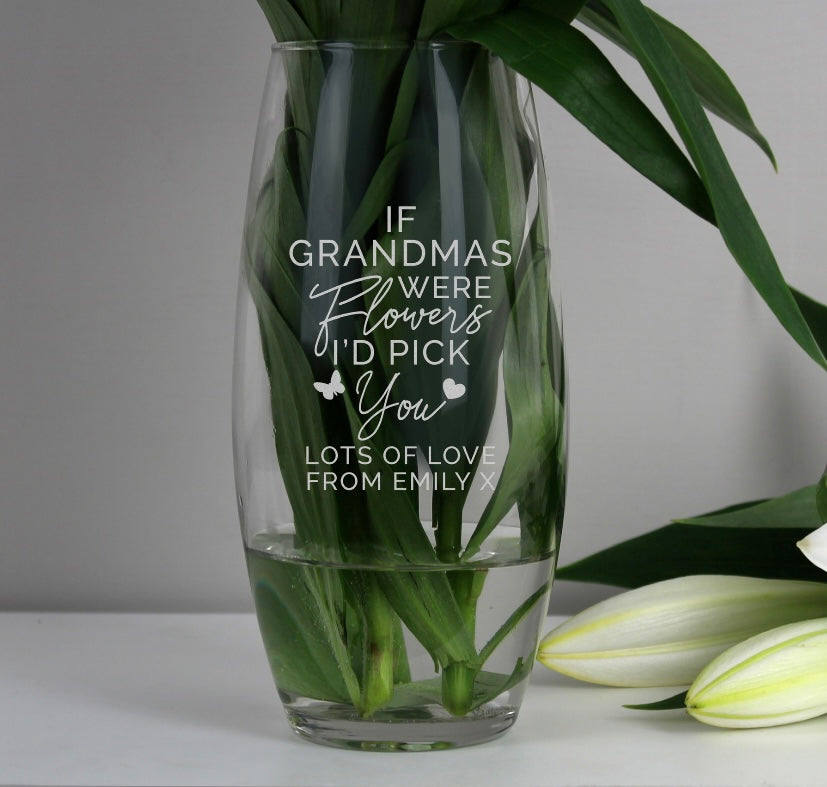 Personalised “Pick You” Glass Vase - Violet Belle Gifts - Personalised Pick You Vase