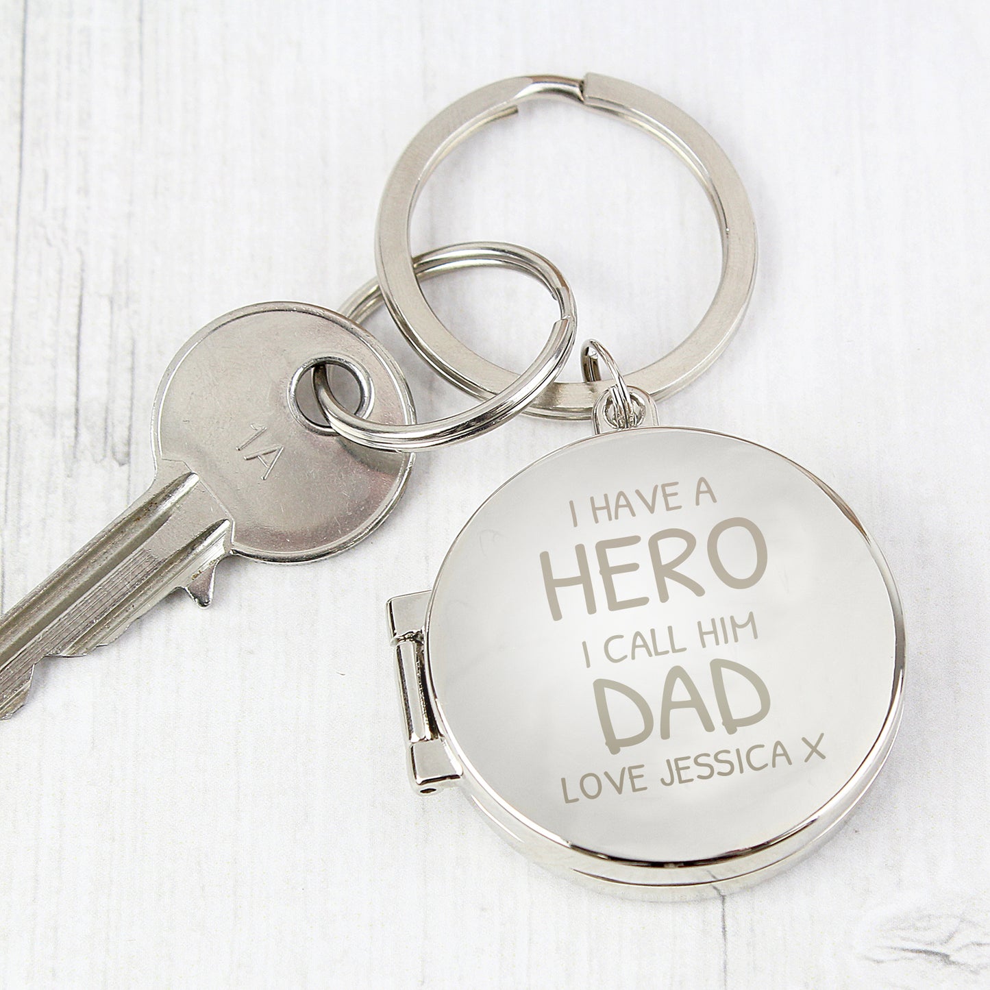 Personalised “I Have A Hero” Photo Locket Keyring - Violet Belle Gifts - Personalised “I Have A Hero” Photo Locket Keyring