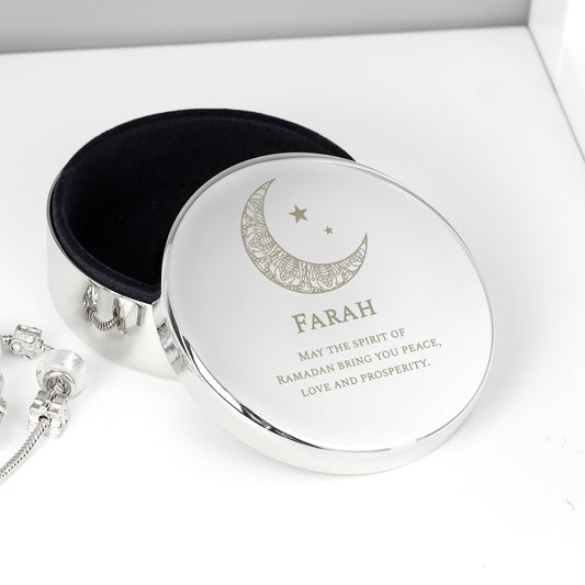 Personalised Round Trinket Box - Eid/Ramadan - Violet Belle Gifts - Personalised Ramadan Trinket Box
