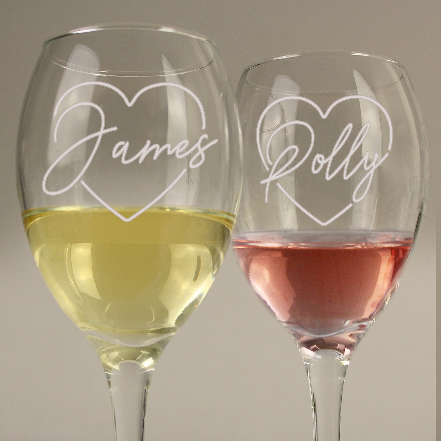 Personalised Wine Glass Pair - Hearts - Violet Belle Gifts - Personalised Wine Glass Pair - Hearts